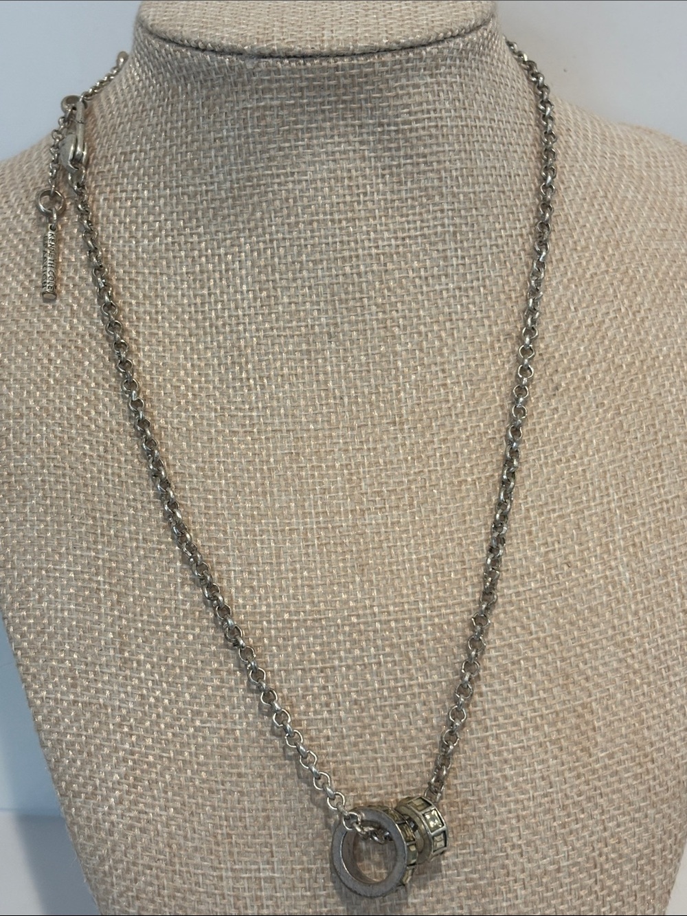 Kenneth Cole New York Silver-Tone Interlocking Ring Pendant Necklace